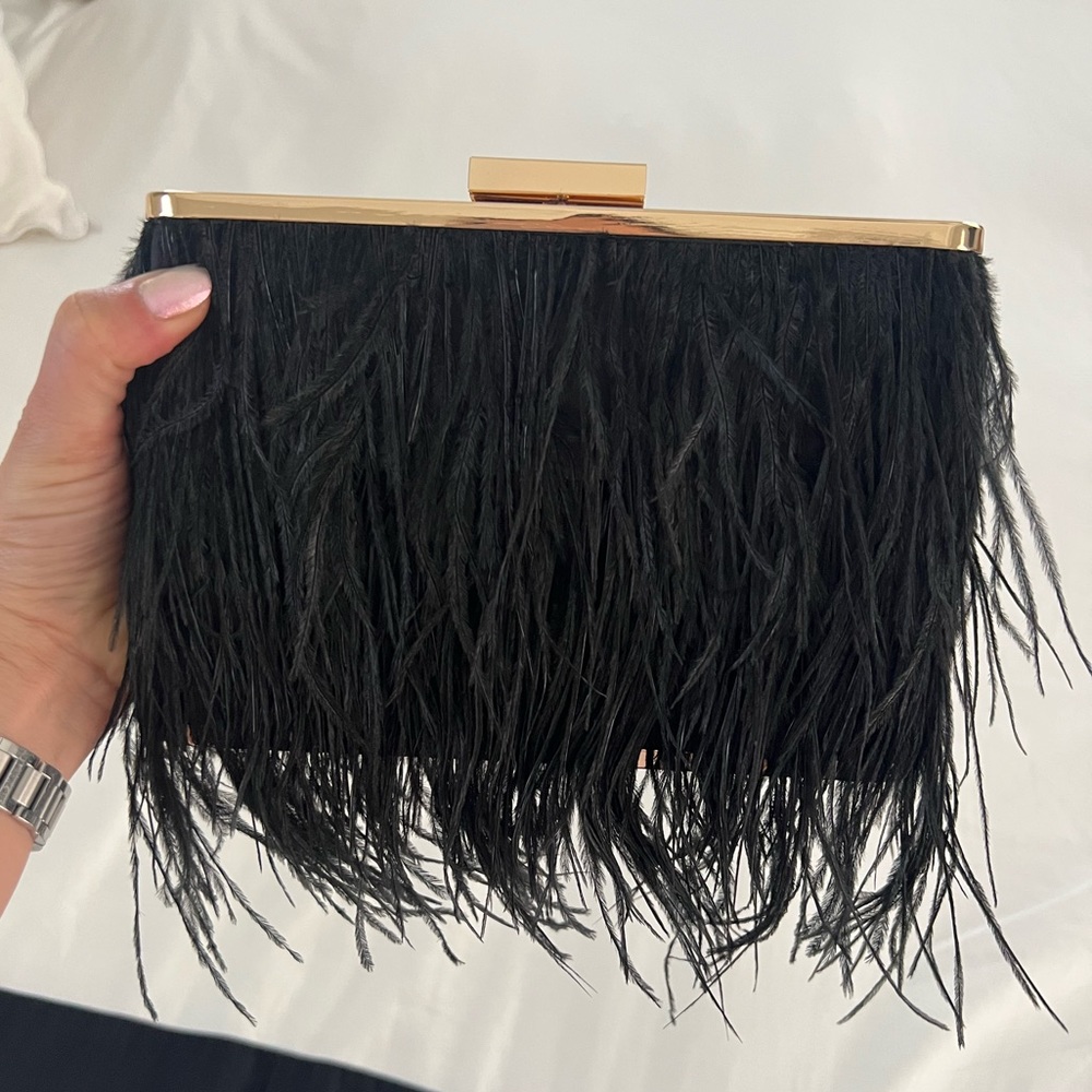 Olga Berg Estelle Feather Clutch